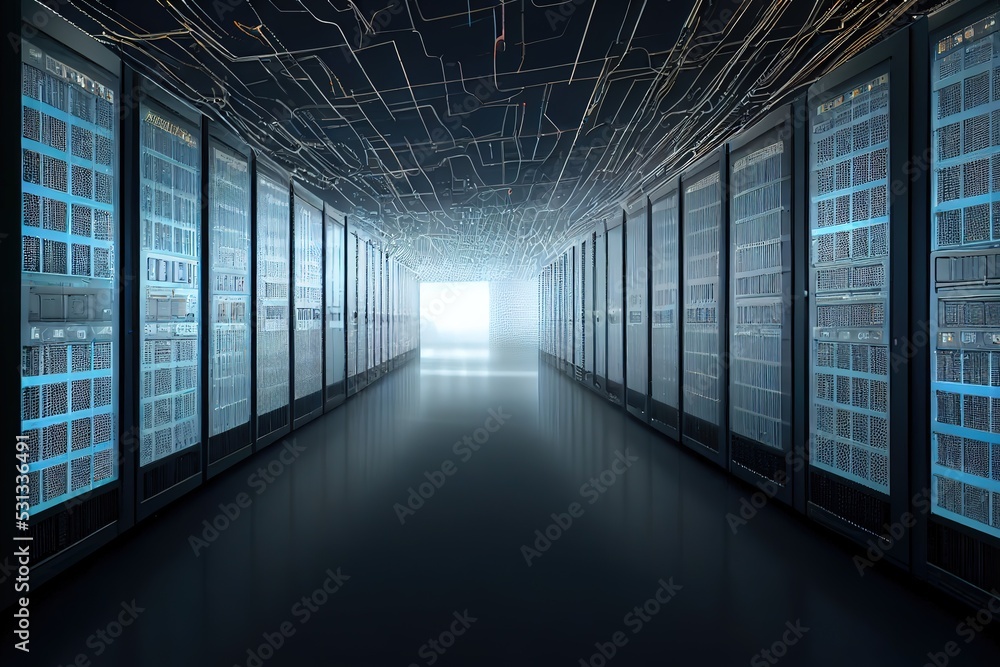 Poster A model of the room where the data is stored on the servers. 3D rendering