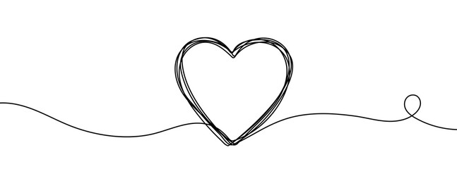 Heart. Abstract love symbol. Continuous line art drawing vector illustration