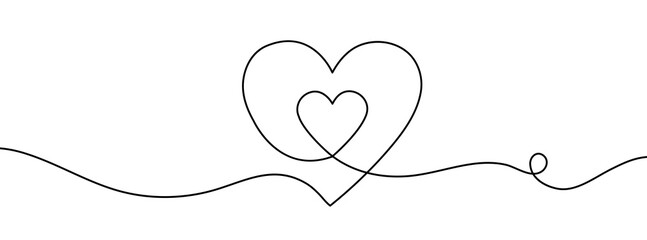 Heart. Abstract love symbol. Continuous line art drawing vector illustration. Family symbol