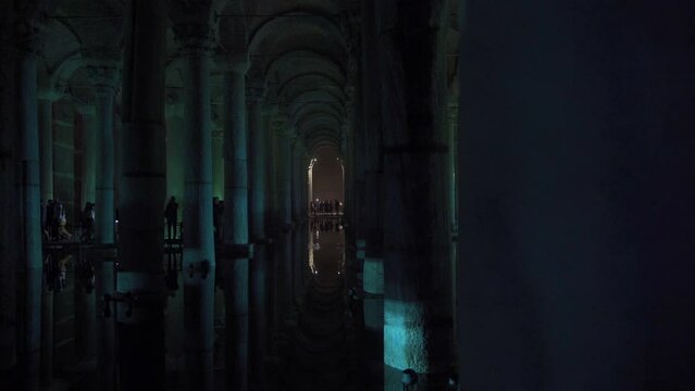 Basilica Cistern the city of Istanbul.
Historical place with columns and water.
