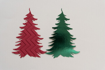 red and green holiday trees with blank space for text