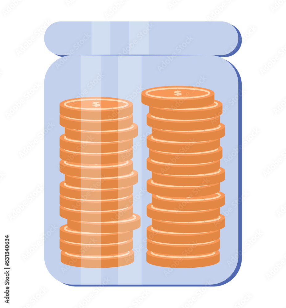 Sticker coins jar illustration