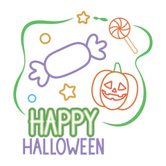 happy halloween lettering and candy