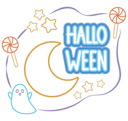 halloween lettering and moon