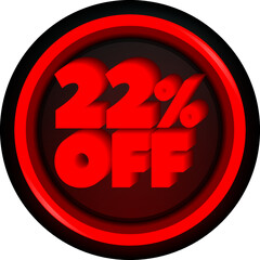 TAG 22 PERCENT DISCOUNT BUTTON BLACK FRIDAY PROMOTION FOR BIG SALES