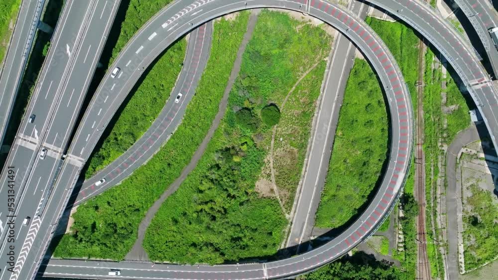 Aufkleber 高速道路のジャンクション　真俯瞰　空撮