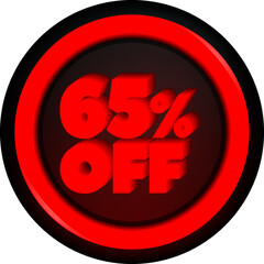 TAG 65 PERCENT DISCOUNT BUTTON BLACK FRIDAY PROMOTION FOR BIG SALES