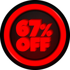 TAG 67 PERCENT DISCOUNT BUTTON BLACK FRIDAY PROMOTION FOR BIG SALES