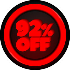 TAG 92 PERCENT DISCOUNT BUTTON BLACK FRIDAY PROMOTION FOR BIG SALES