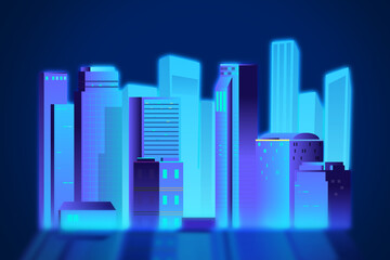 Innovative architecture and engineering. VIrtual building construction project, illustration