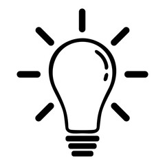 Bulb Lamp Icon Symbol for Logo, Pictogram, Apps, Website, or Graphic Design Element. Idea Symbol. Format PNG