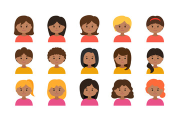 Avatar icon set of woman faces