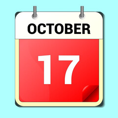 calendar vector drawing, date October 17 on the page