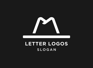 Simple letter M cowboy hat logo design template on black background. Suitable for any brand logo