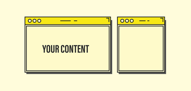 Minimalistic Yellow Browser Window Templates, This minimalistic graphic features two yellow browser window templates, perfect for showcasing content in a clean and modern design.