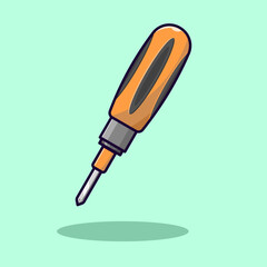 illustration of a screwdriver with isolated blue background