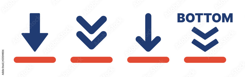 Poster arrow down and bottom icon set. vector illustration.