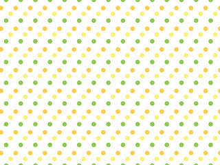 Cute pastel orange green yellow polka dot pattern background vector.