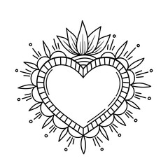 Sacred Heart love Folk Art Illustration hand made