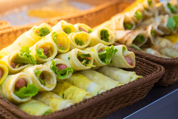 chinese meat and green salad sandwich