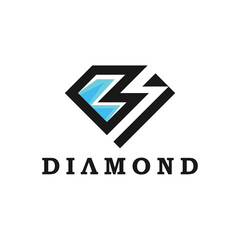Blue diamond logo design combined with lightning
