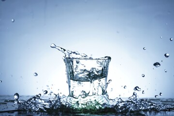 This is a picture of water scattered in a glass from ice.