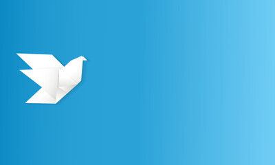 International day of peace white paper dove bird on blue background. - Vector.