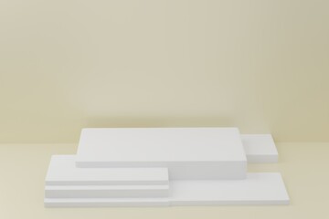 Empty pink podium with hipster abstract pastel background, 3d illustration pedestal for display composition, ,mock up cosmetic presentation platforms for creative Minimal concept.