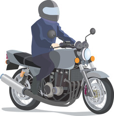 オートバイでツーリングする人