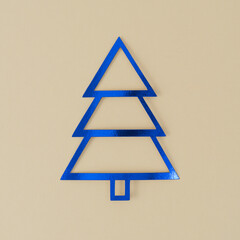 simple blue christmas tree made of interlocking triangles