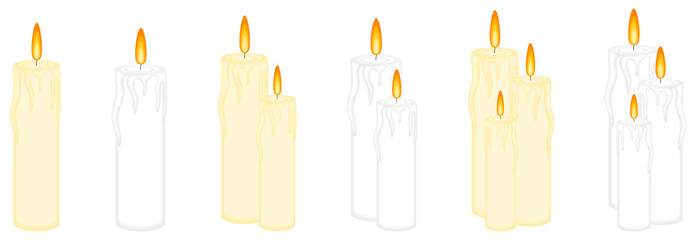 PNG icon of candles. This icon set can use for decorations, greetings, Christmas themes, and concepts. 