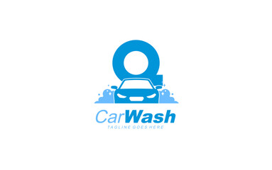 Q logo carwash for identity. car template vector illustration for your brand.