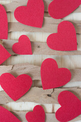 Obraz premium felt hearts on bark