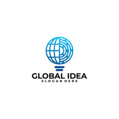 global bulb logo vector design template