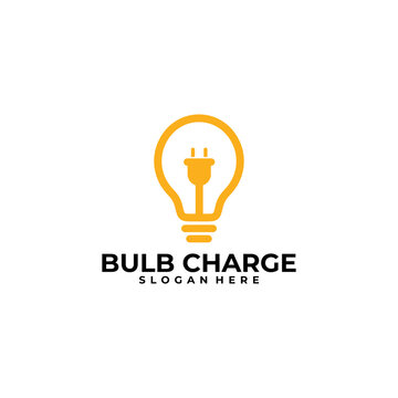 bulb charge logo vector design template