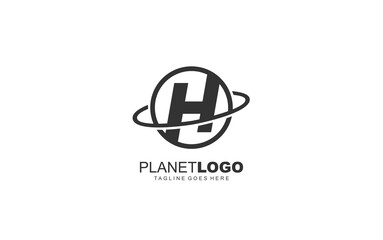 H logo planet for identity. world template vector illustration for your brand.