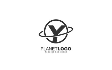 Y logo planet for identity. world template vector illustration for your brand.