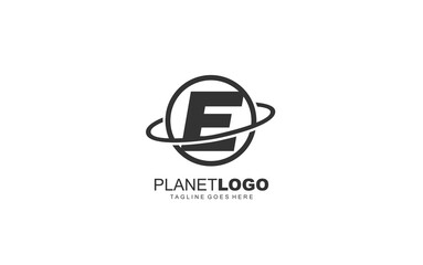 Fototapeta premium E logo planet for identity. world template vector illustration for your brand.