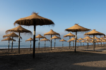Malaga Spain beach unbrellas