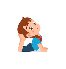 little gymnast kid do exercise on the floor