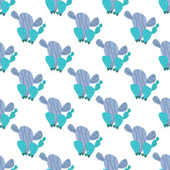 llustration vector graphic seamless pattern blue cactus free vector. Print on cloth, fabric, linen, textile and wallpaper background