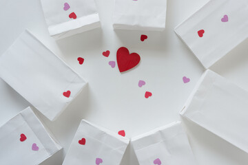 mini paper bags (on side) with hearts