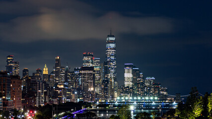 city skyline at night