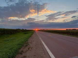 rural highway sunset