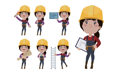 Building worker with different poses