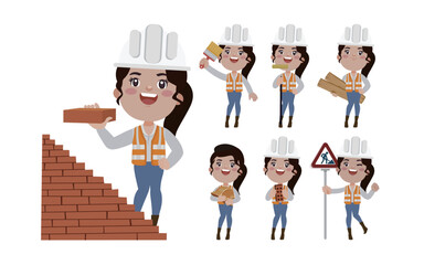 Building worker with different poses