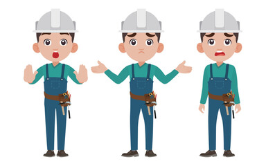 Repairman with different poses. vector