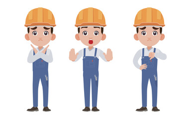 Repairman with different poses. vector