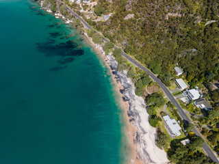 Vibrant ocean colours of Ferry landing in the Coromandel Peninsula, New Zealand