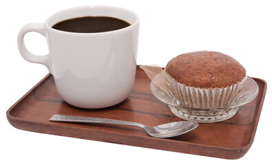 Banana cake and coffee isolated